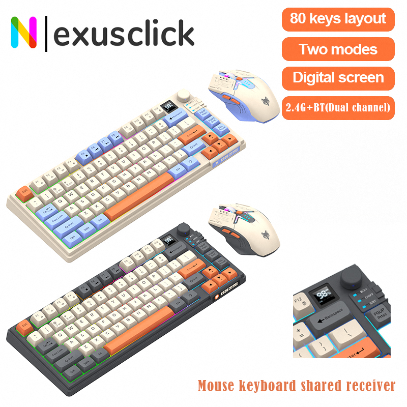 Gaming Keyboard And Mouse Combo - New Dual-Mode 80 Keys Wireless Gaming