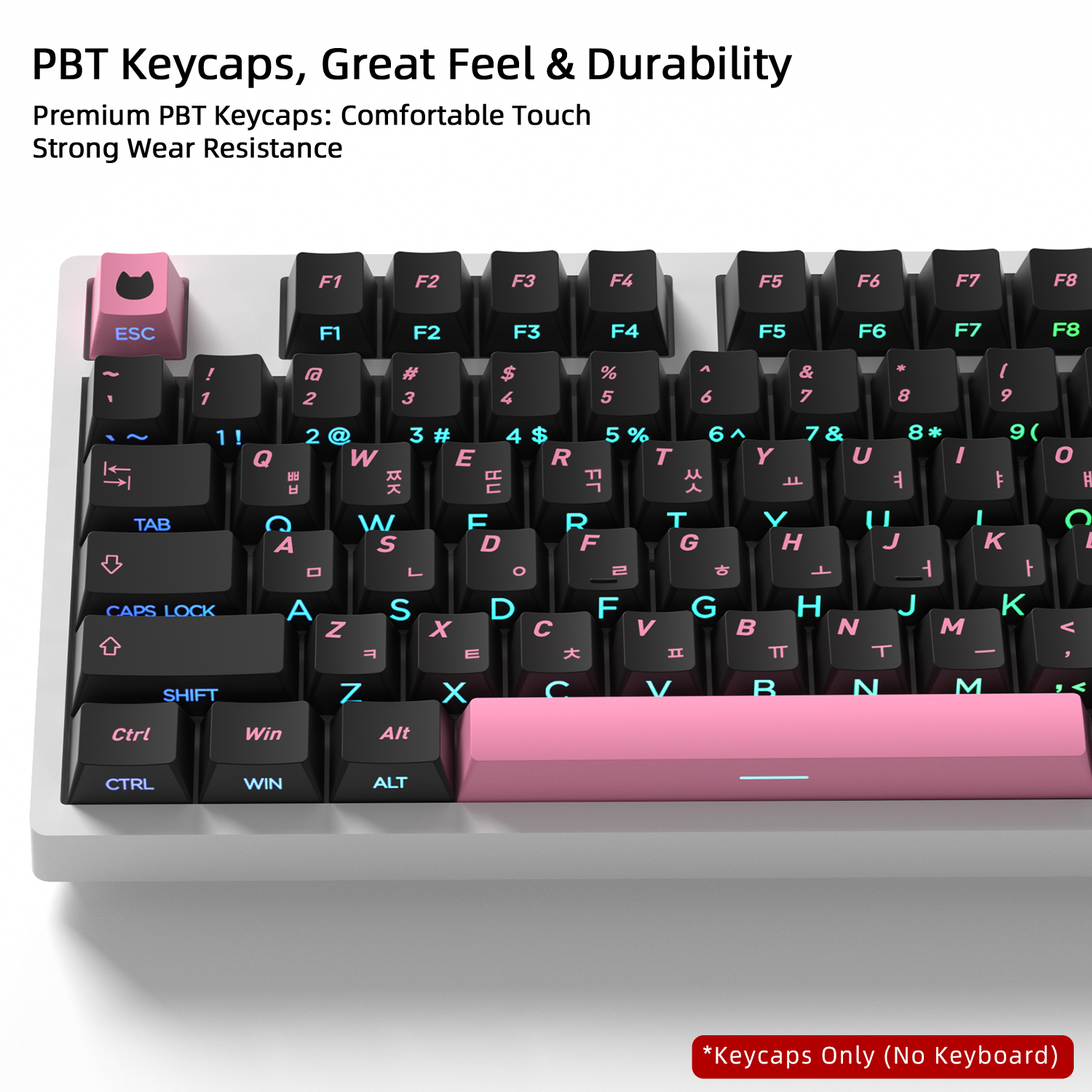 Black Pink Cat Korean Keycaps  - Keyboard Gaming Black avis et prix
