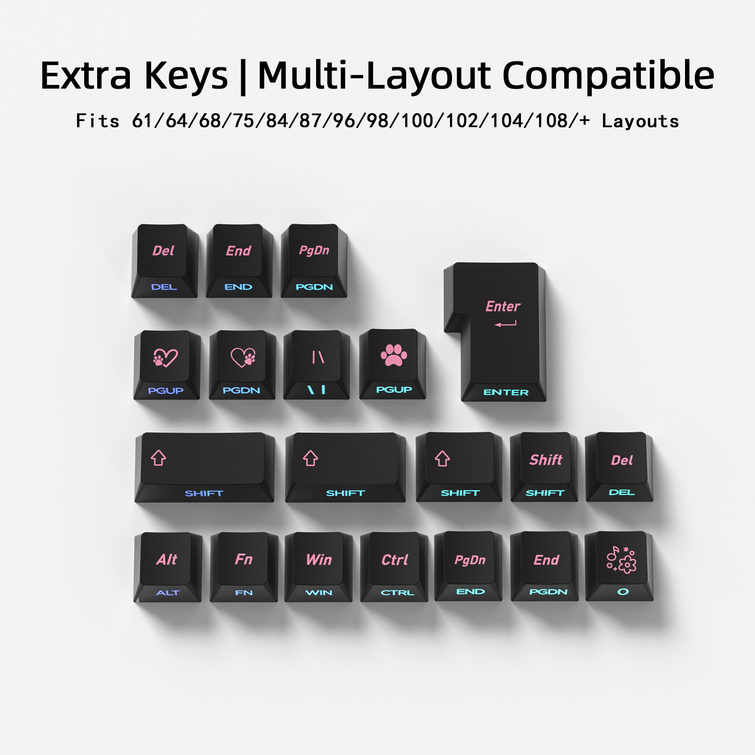 Black Pink Cat Korean Keycaps  - Keyboard Gaming Black avis et prix