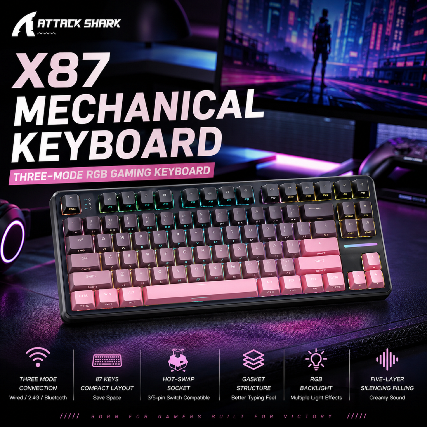 Attack Shark X87 Macro Drive G - Gaming Keyboard Mechanical avis et prix
