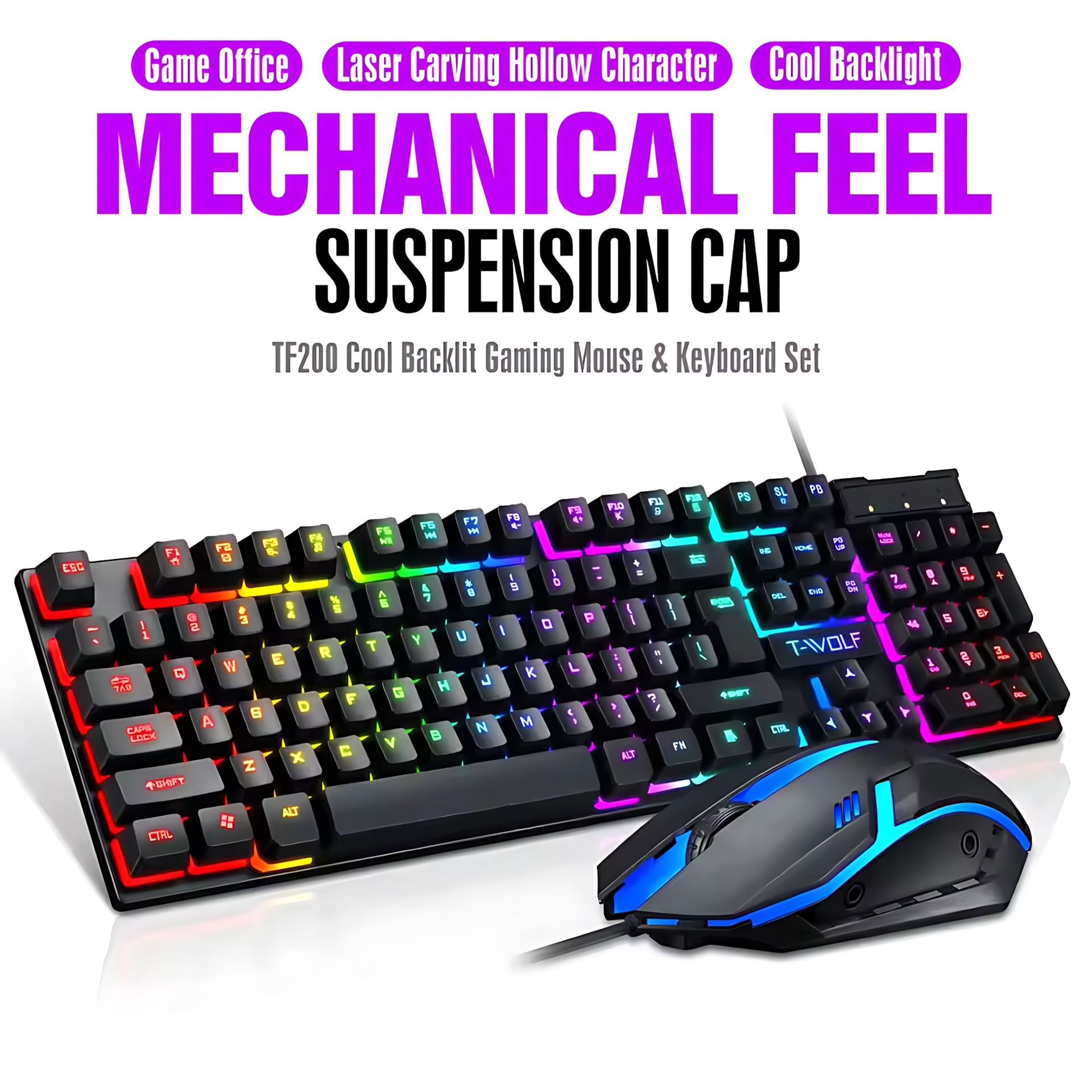 Rainbow Backlit Wired Keyboard - Gaming Keyboard And Mouse Combo avis et prix