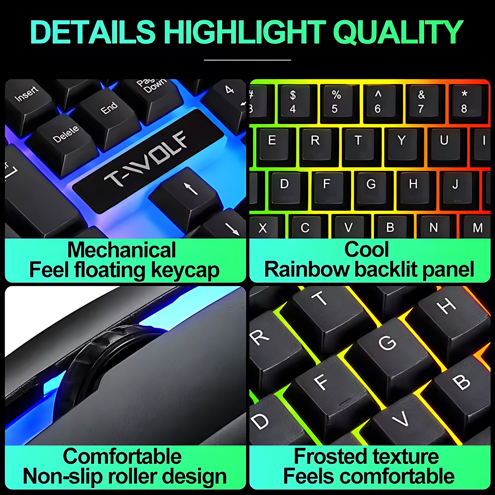 Rainbow Backlit Wired Keyboard - Gaming Keyboard And Mouse Combo avis et prix