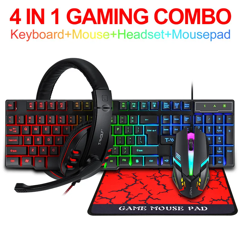 T-WOLF Game Four Piece TF800 I - Gaming Keyboard And Mouse Combo avis et prix