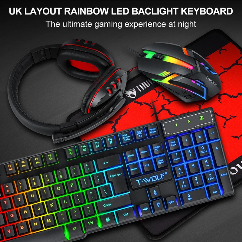 T-WOLF Game Four Piece TF800 I - Gaming Keyboard And Mouse Combo avis et prix
