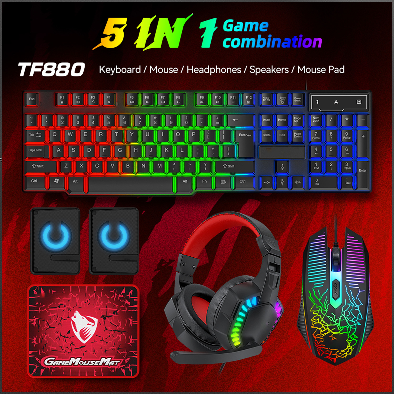5-in-1 Set Gaming Combo Keyboa - Gaming Keyboard And Mouse Combo avis et prix