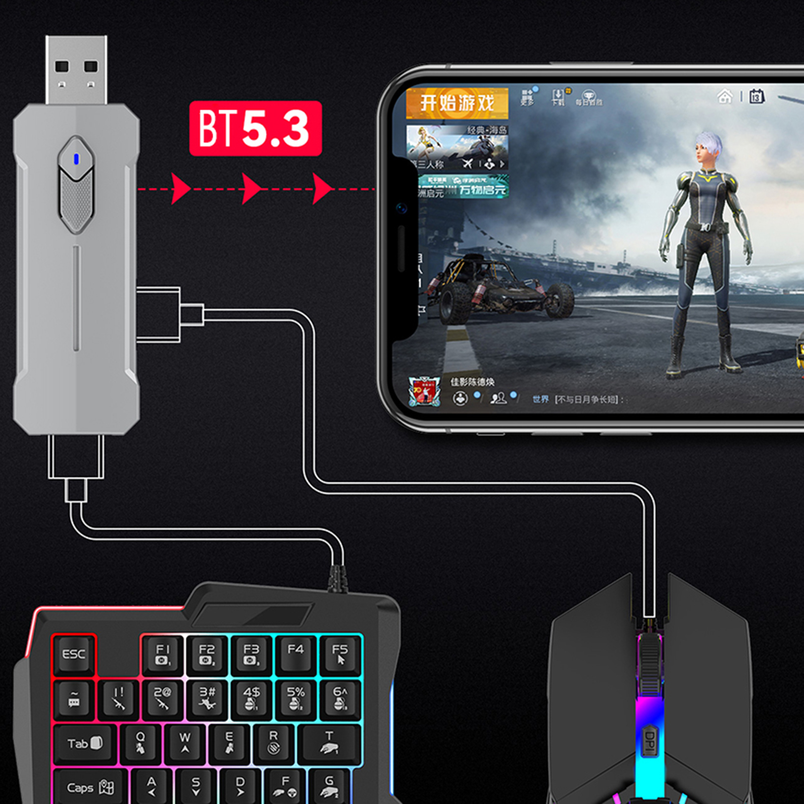 5 in 1 Mobile Game Converter K - Keyboard Mouse Bundle Gaming avis et prix