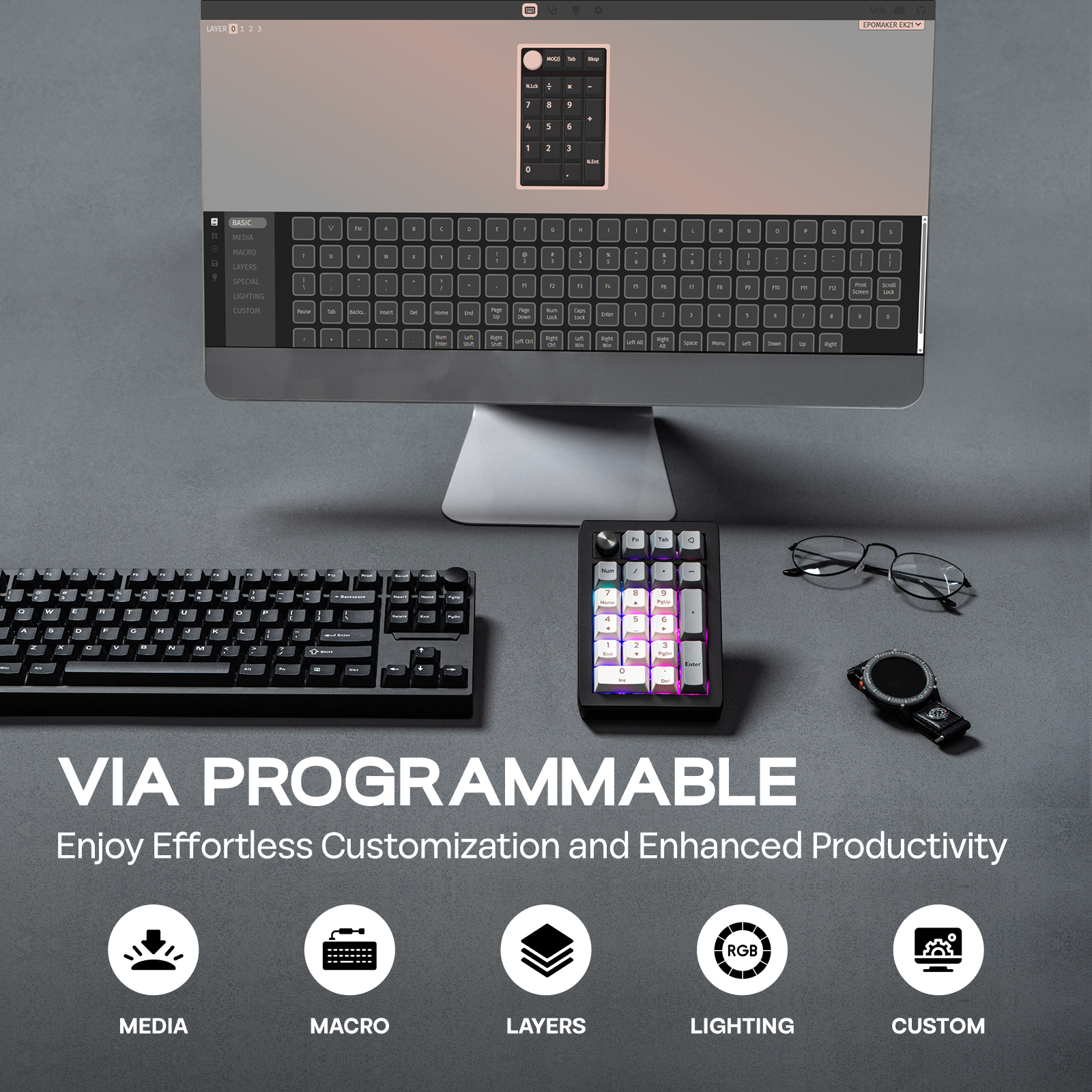 EPOMAKER EK21 VIA 20% Gasket W - Gaming Keyboard Mini Mechanical avis et prix